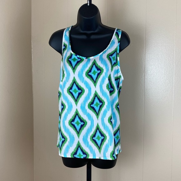 Macbeth Collection Green & Blue Geometric Tank - Picture 1 of 8